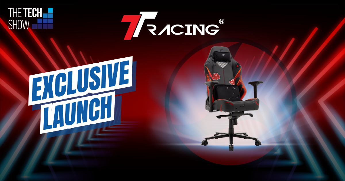 TTRacing Chair Exclusive Launch at The Tech Show 2025, ergonomic gaming chair display with LED lighting.